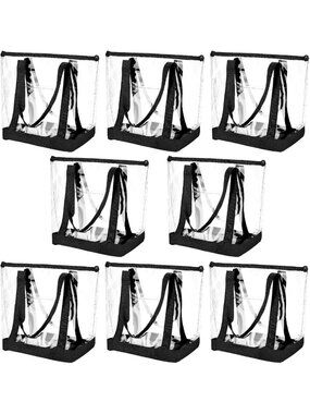 Clear Tote Bags - 8 Pcs See-Through Shoulder Handbags with Zipper for Travel